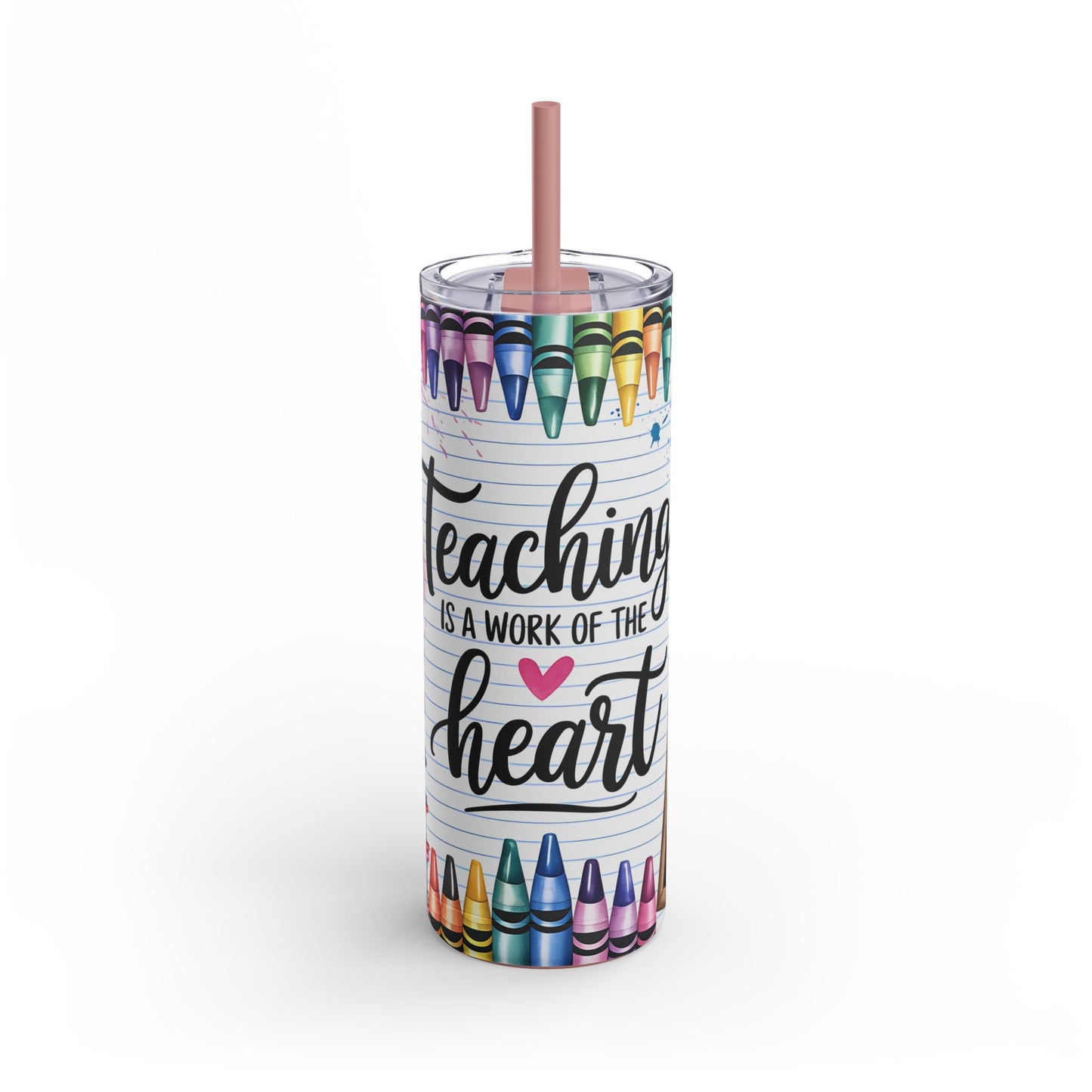 Teaching Heart Tumbler | 20oz Skinny Matte | Teacher Gift | Back to School | Inspirational Drinkware | Classroom Decor | Colorful Design