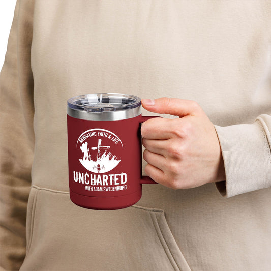 Adventure-Themed Coffee Mug Tumbler, Perfect for Hiking, Camping, Travel, Unique Gift for Outdoor Lovers, Faith-Based Design