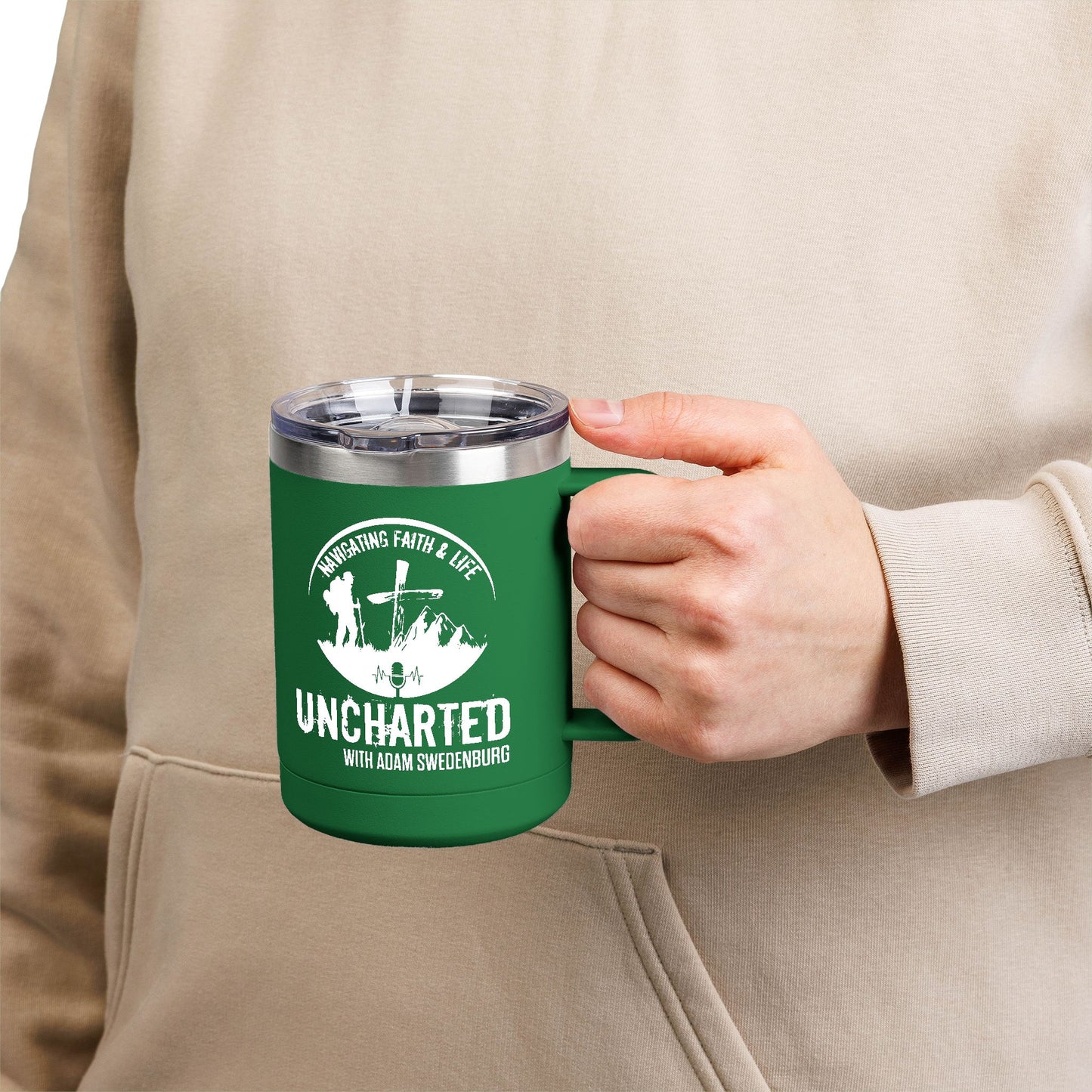 Adventure-Themed Coffee Mug Tumbler, Perfect for Hiking, Camping, Travel, Unique Gift for Outdoor Lovers, Faith-Based Design