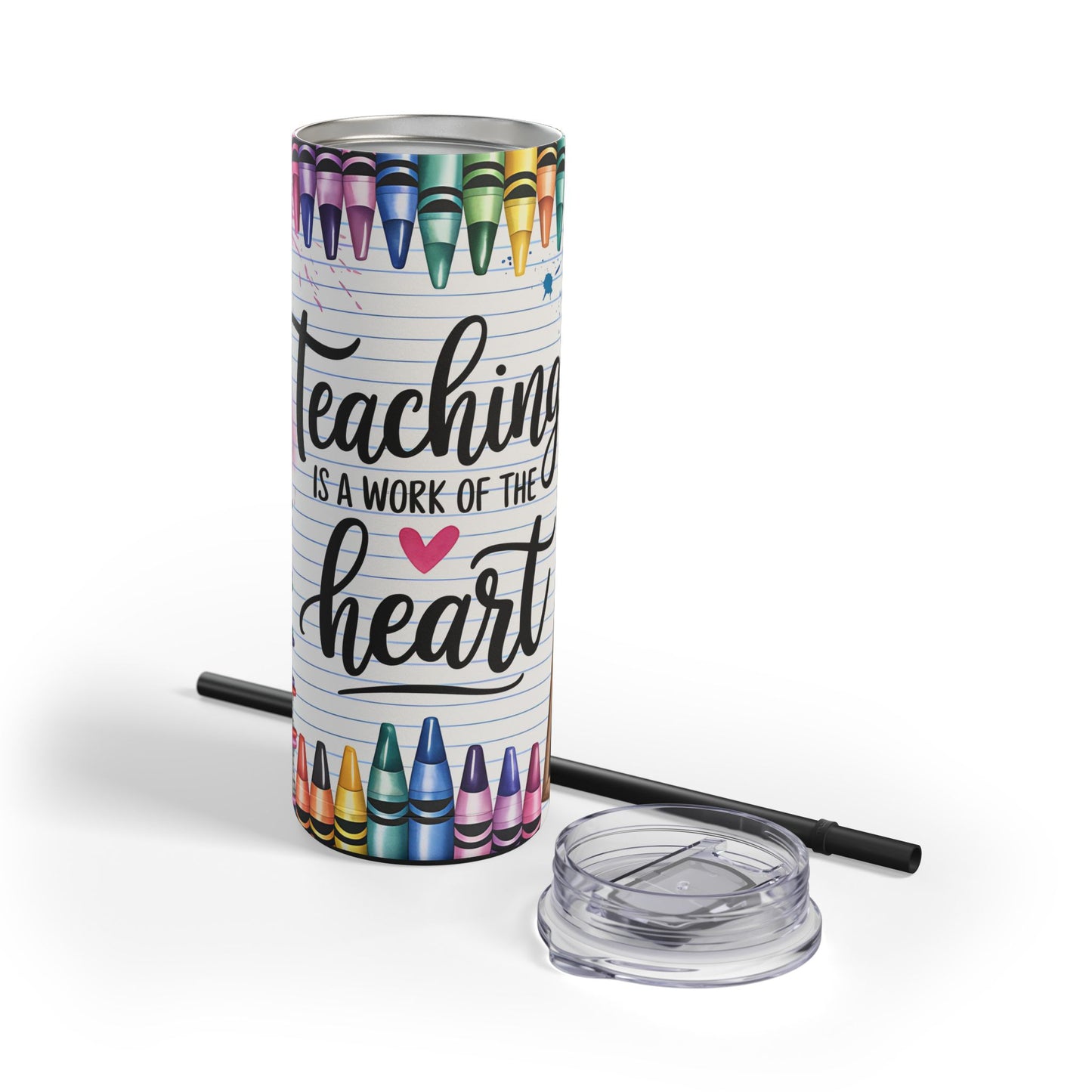 Teaching Heart Tumbler | 20oz Skinny Matte | Teacher Gift | Back to School | Inspirational Drinkware | Classroom Decor | Colorful Design