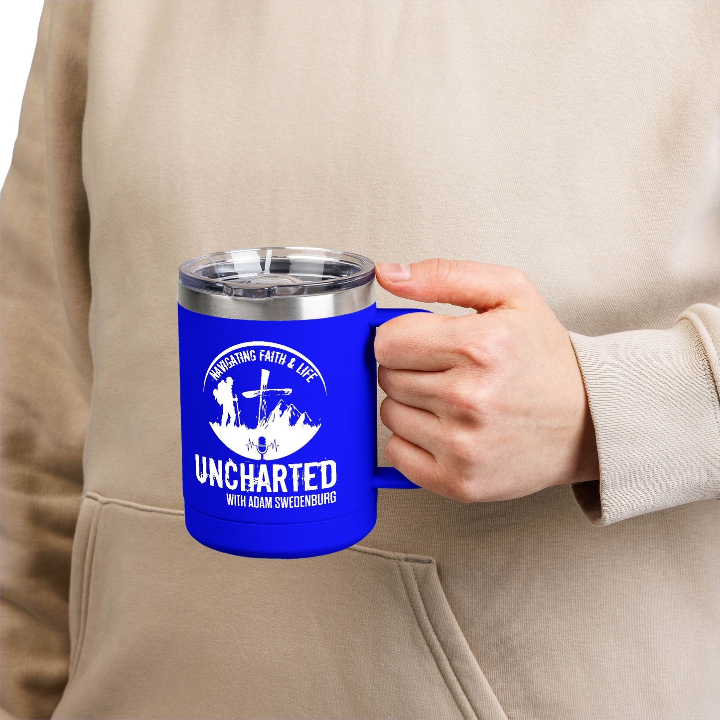 Adventure-Themed Coffee Mug Tumbler, Perfect for Hiking, Camping, Travel, Unique Gift for Outdoor Lovers, Faith-Based Design