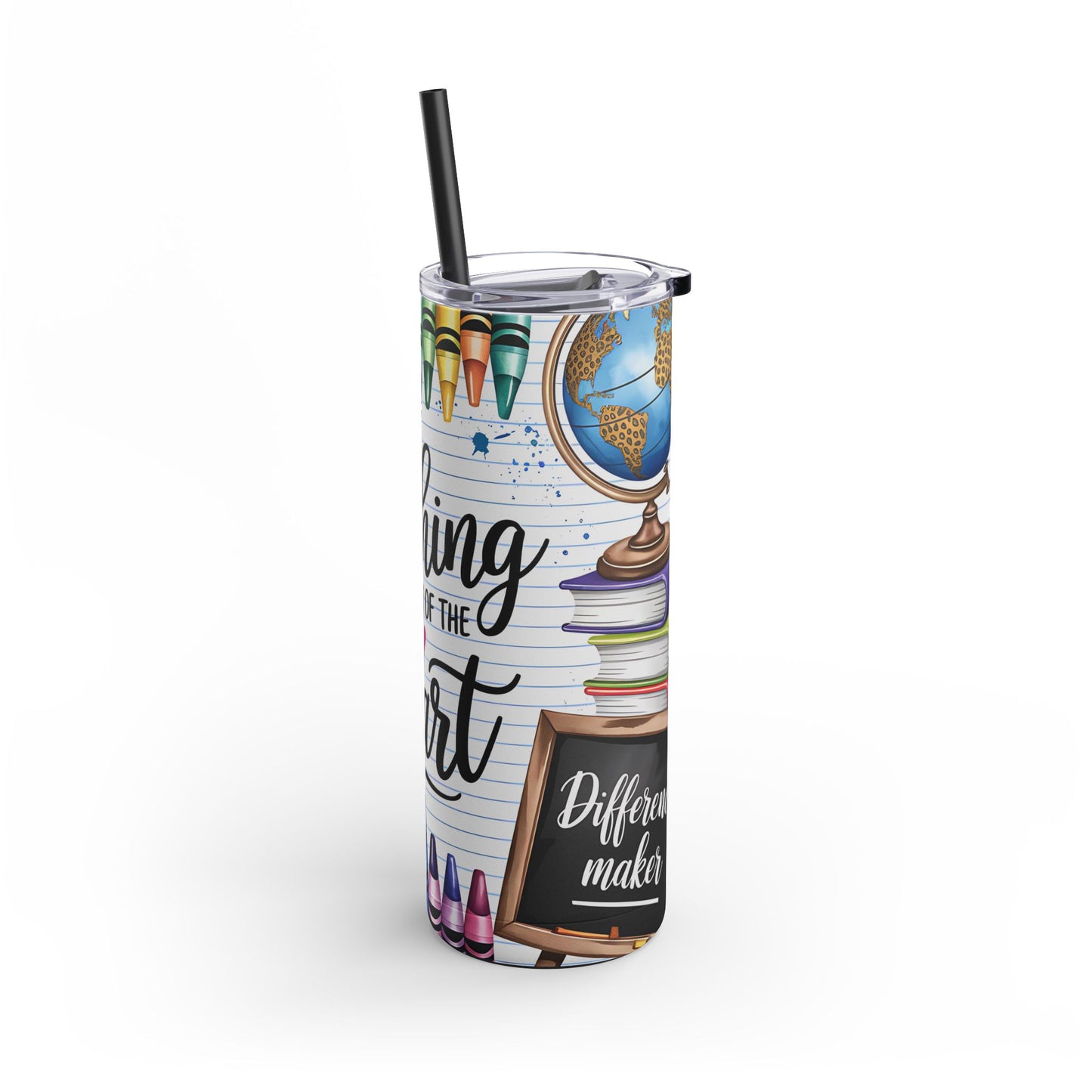 Teaching Heart Tumbler | 20oz Skinny Matte | Teacher Gift | Back to School | Inspirational Drinkware | Classroom Decor | Colorful Design