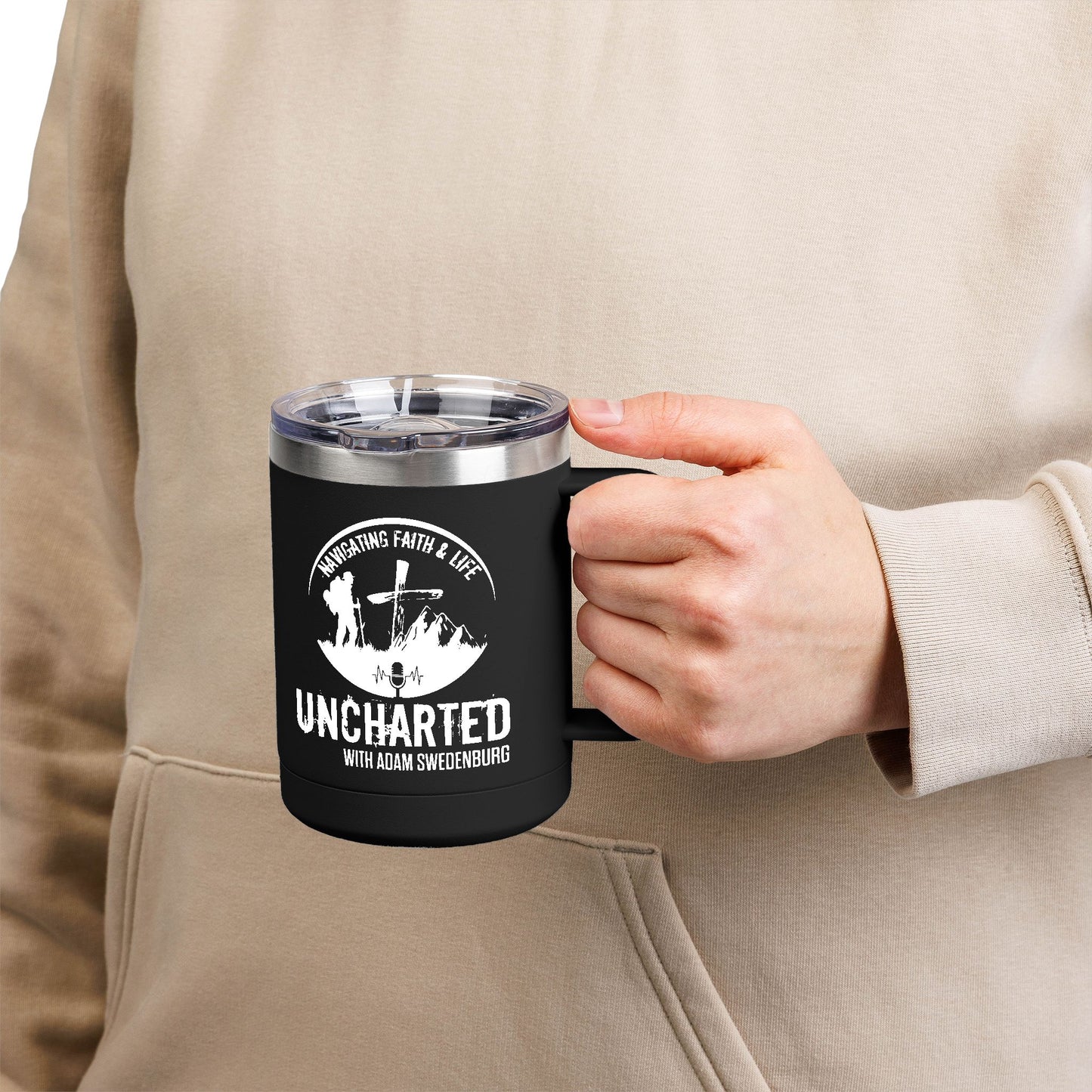 Adventure-Themed Coffee Mug Tumbler, Perfect for Hiking, Camping, Travel, Unique Gift for Outdoor Lovers, Faith-Based Design