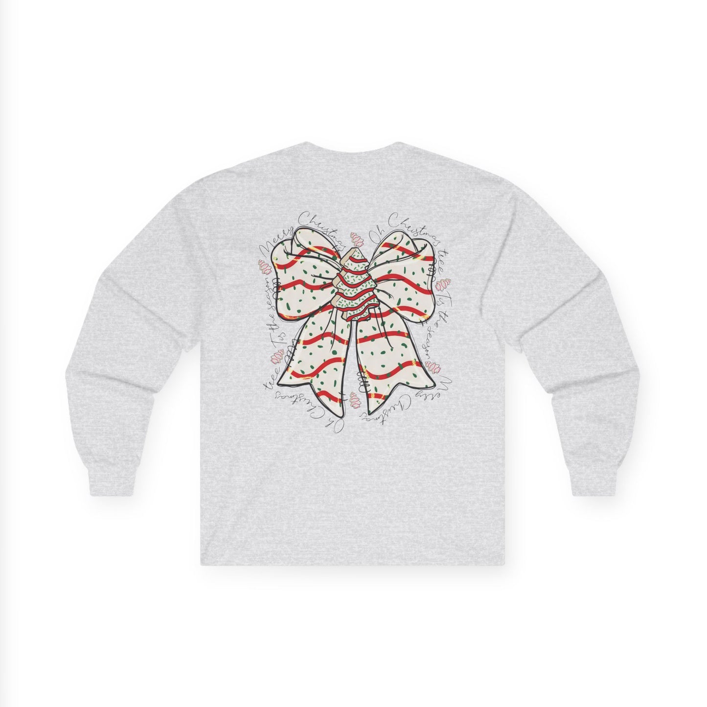 Long Sleeve Tee — 'Uncharted' Adventure Graphic with Festive Bow Back