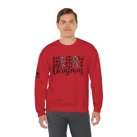 Christmas Sweatshirt - "Merry Christmas" Plaid & Leopard Holiday Crewneck