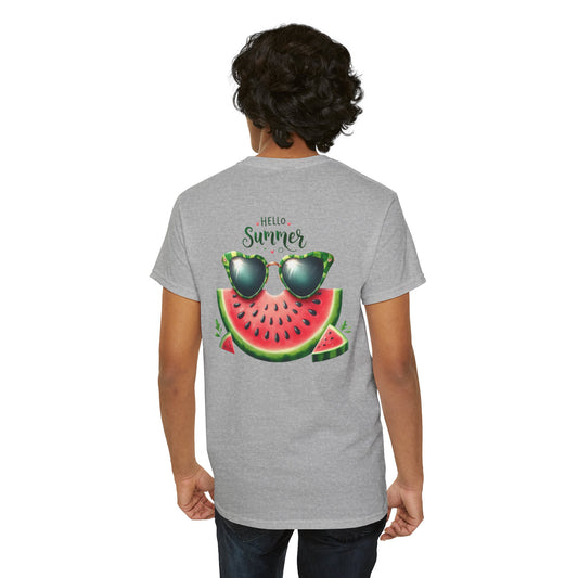 ****Limited Time**** Summer Vibes Unisex Heavy Cotton Tee | Fun Watermelon Design, Perfect for Casual Outfits, Beach Days, Gifts, and Celebrations