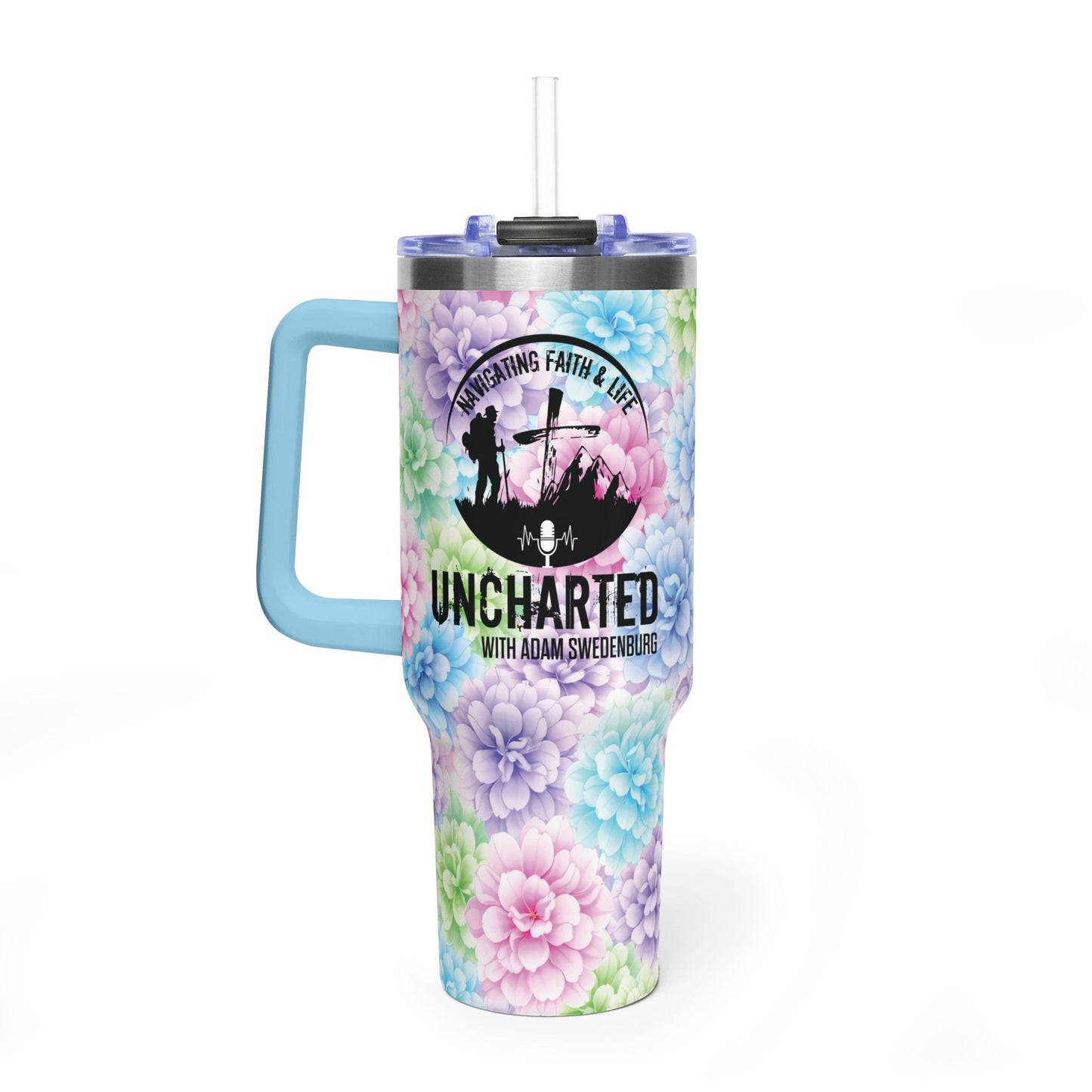 40oz Floral Vacuum Tumbler — "Uncharted" Podcast Design