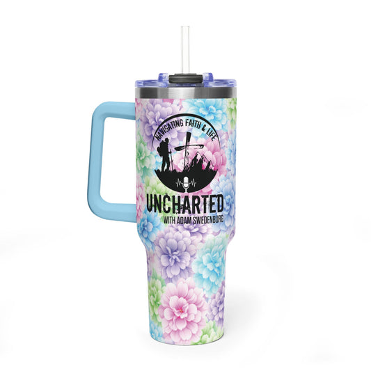 40oz Floral Vacuum Tumbler — "Uncharted" Podcast Design