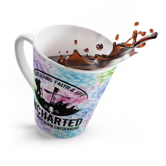 Latte Mug — "Uncharted with Adam Swedenburg" Floral Podcast Logo Mug