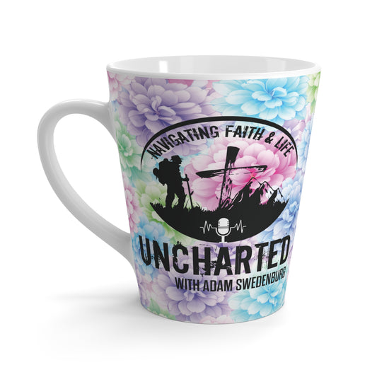 Latte Mug — "Uncharted with Adam Swedenburg" Floral Podcast Logo Mug