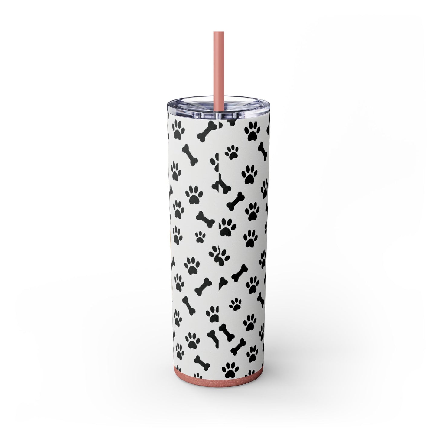 Dachshund Paw Print Skinny Tumbler 20oz — Cute Wiener Dog Travel Cup with Straw