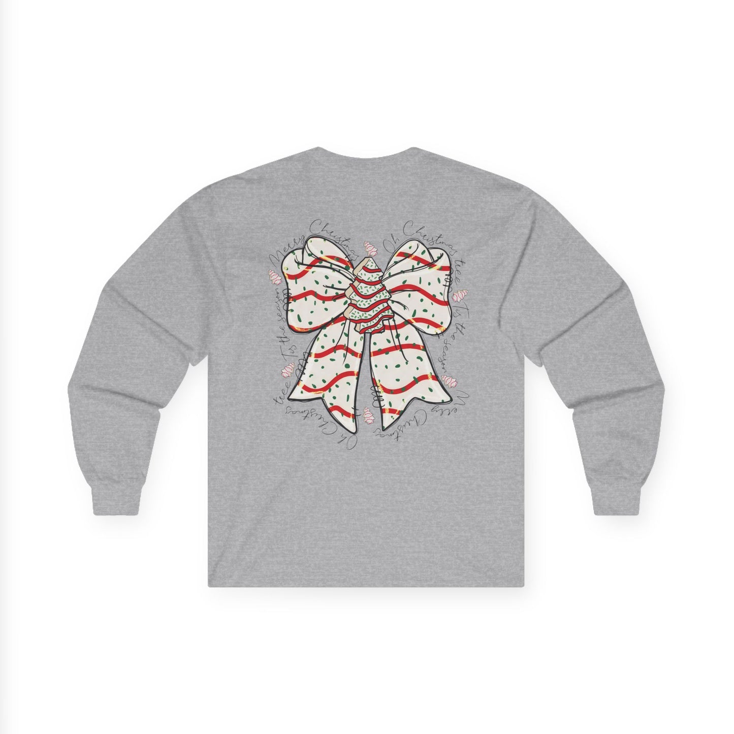 Long Sleeve Tee — 'Uncharted' Adventure Graphic with Festive Bow Back