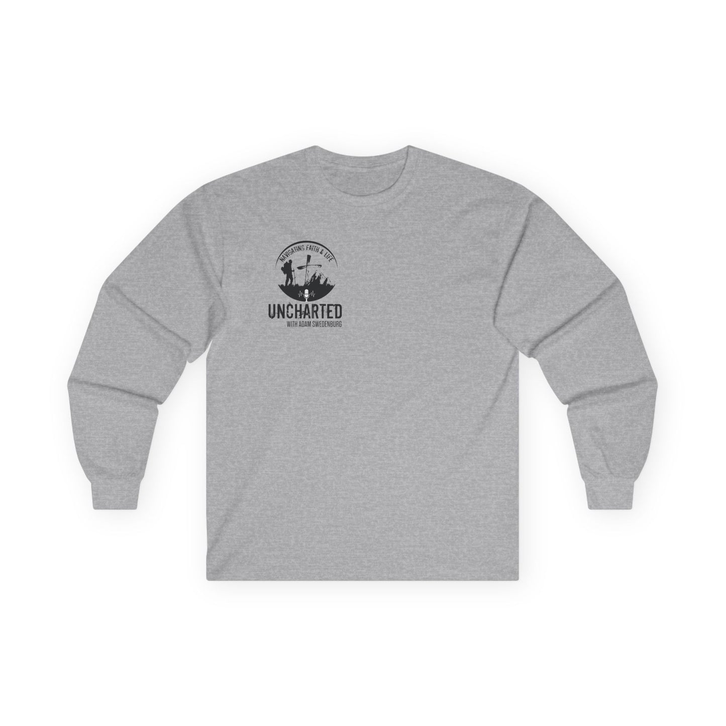Long Sleeve Tee — 'Uncharted' Adventure Graphic with Festive Bow Back