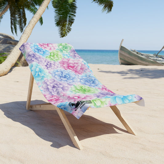 Pastel Hydrangea Beach Towel — Floral Seaside Towel for Pool, Ocean & Summer