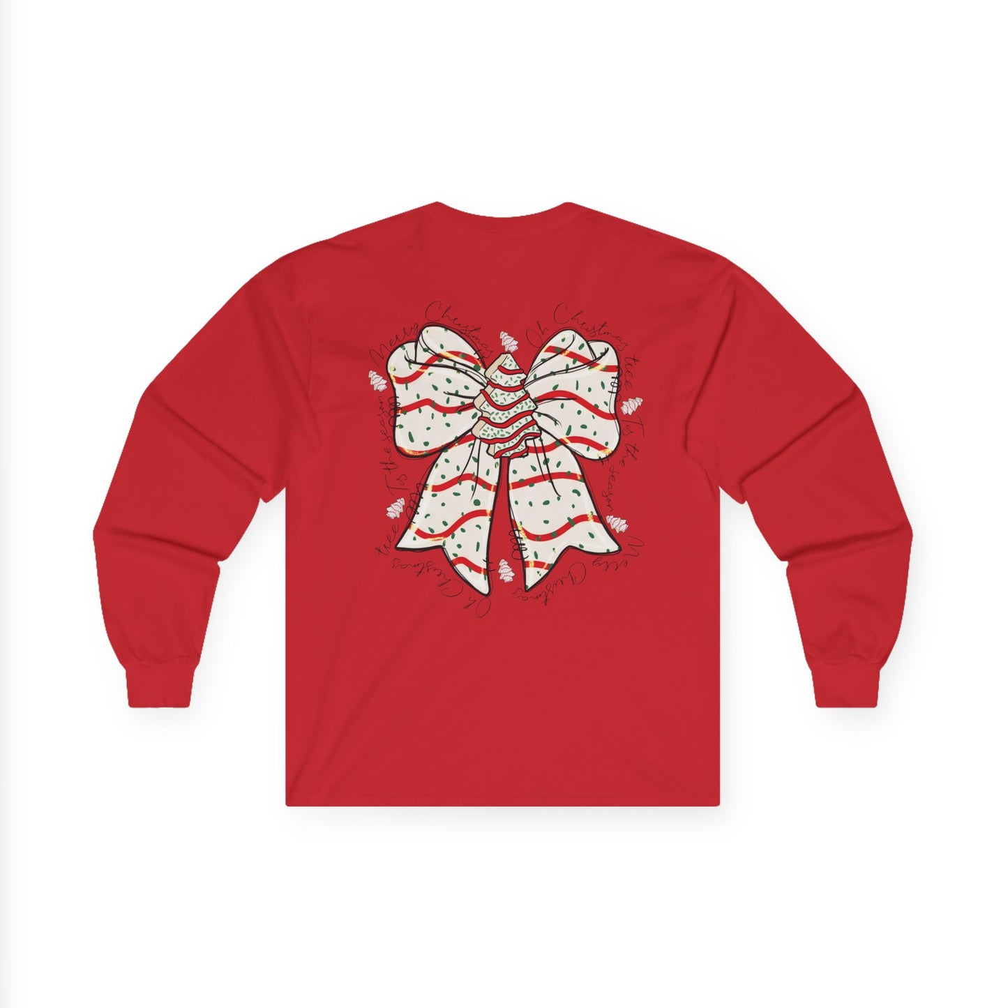 Long Sleeve Tee — 'Uncharted' Adventure Graphic with Festive Bow Back