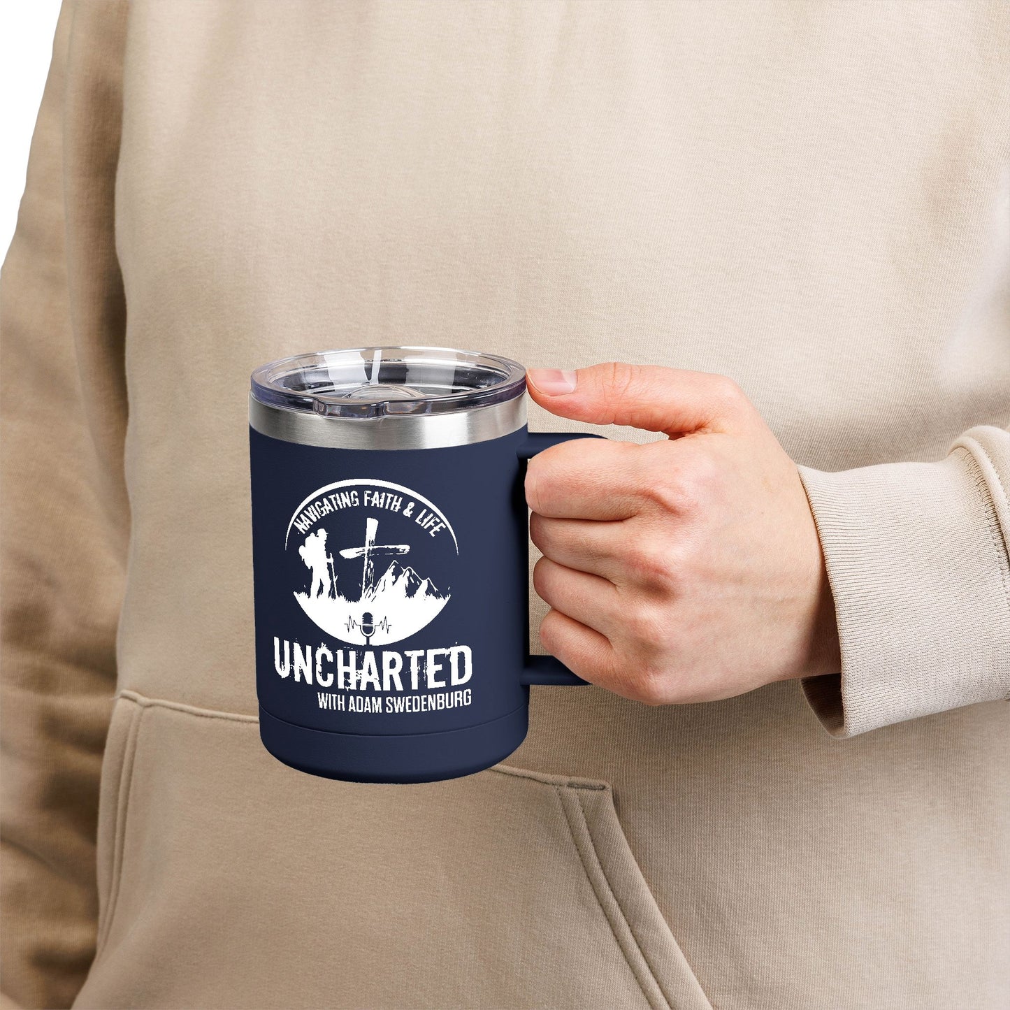 Adventure-Themed Coffee Mug Tumbler, Perfect for Hiking, Camping, Travel, Unique Gift for Outdoor Lovers, Faith-Based Design