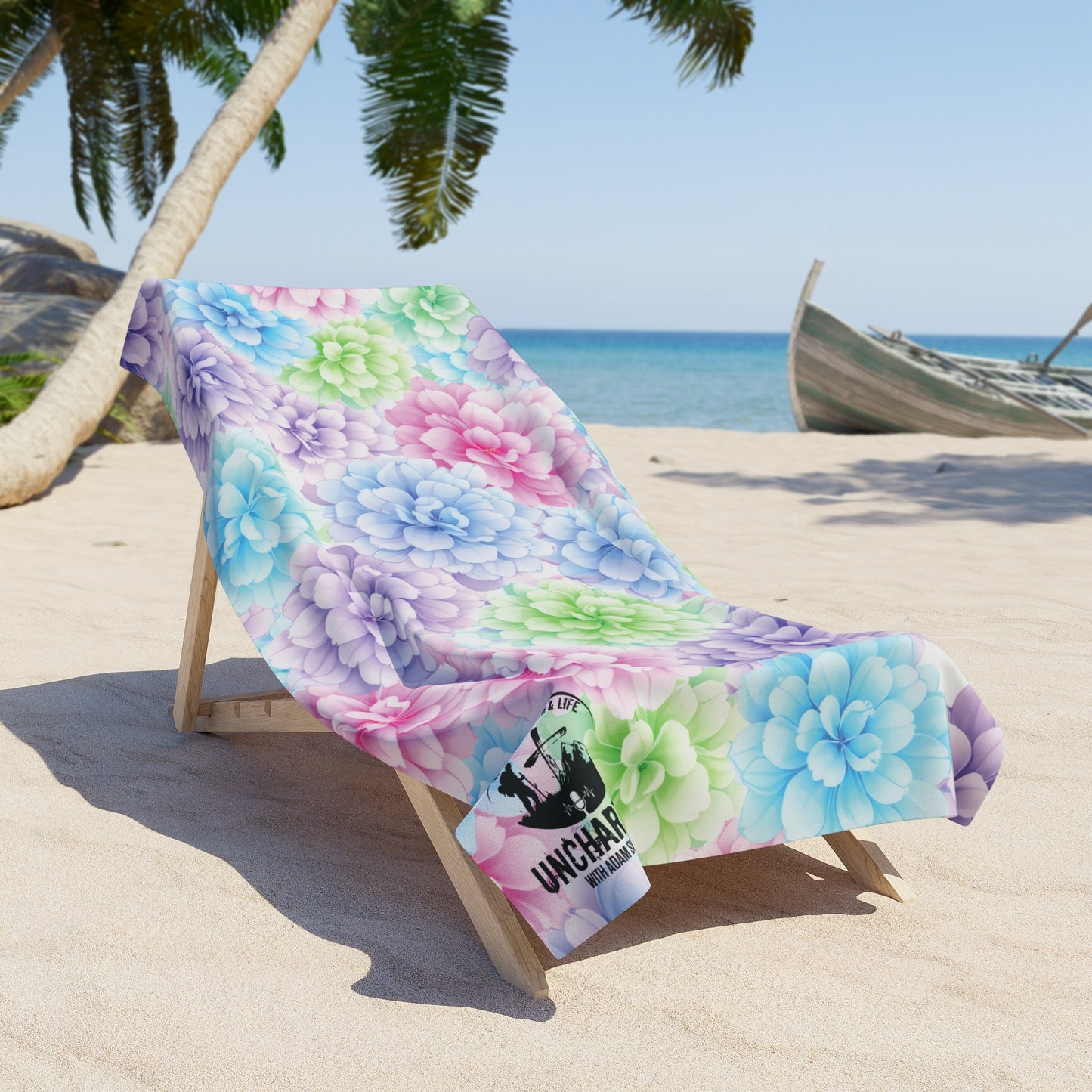Pastel Hydrangea Beach Towel — Floral Seaside Towel for Pool, Ocean & Summer