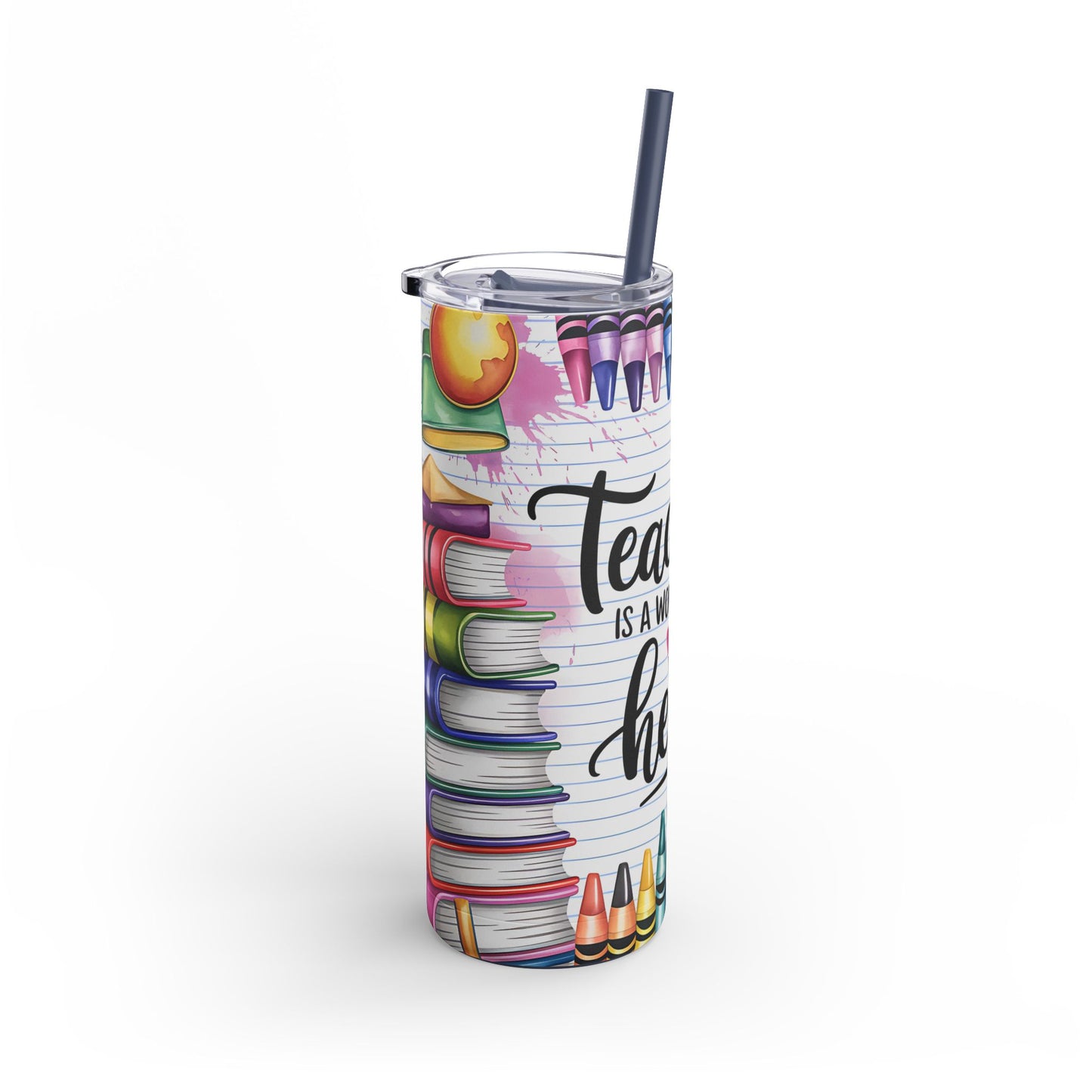 Teaching Heart Tumbler | 20oz Skinny Matte | Teacher Gift | Back to School | Inspirational Drinkware | Classroom Decor | Colorful Design