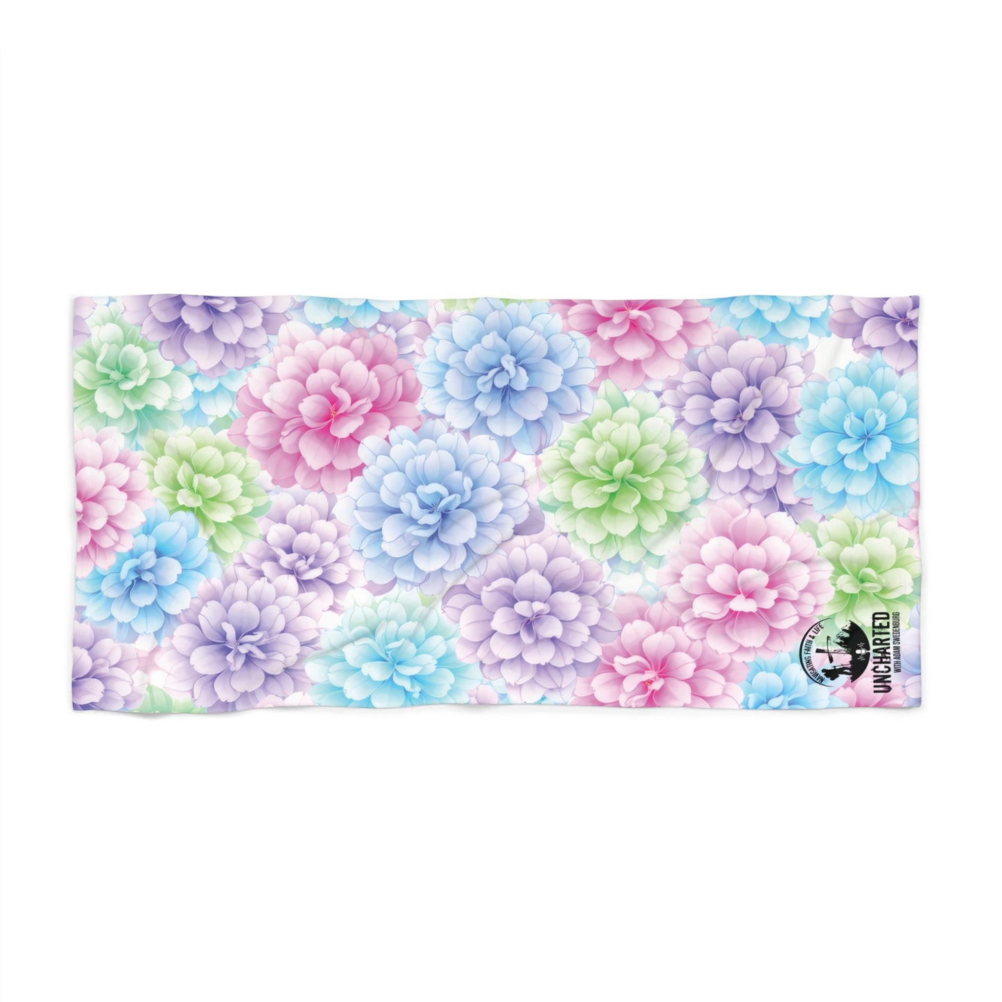 Pastel Hydrangea Beach Towel — Floral Seaside Towel for Pool, Ocean & Summer